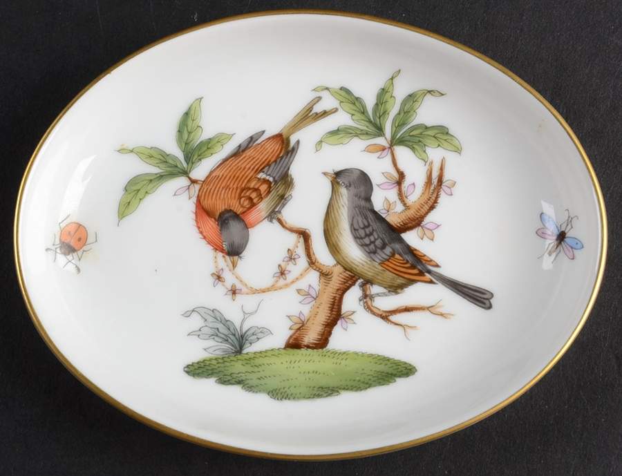 Rothschild Bird (RO) 4" Oval Ashtray by Herend-1