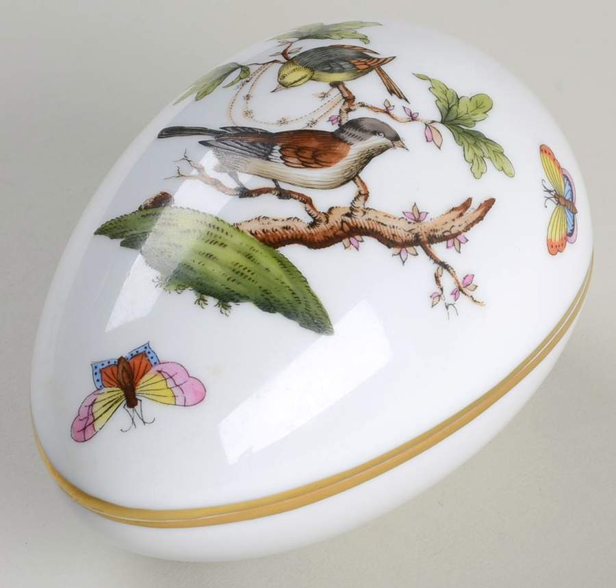 Rothschild Bird (RO) 4" Egg Box & Lid by Herend-1