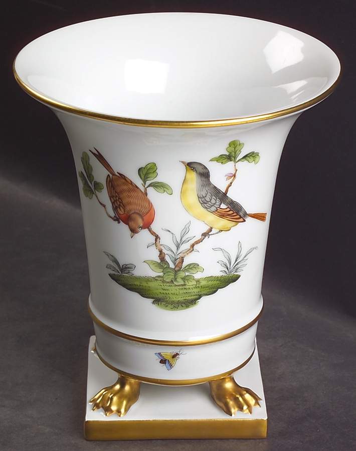 Rothschild Bird (RO) 7" Claw Footed Urn Vase by Herend-1