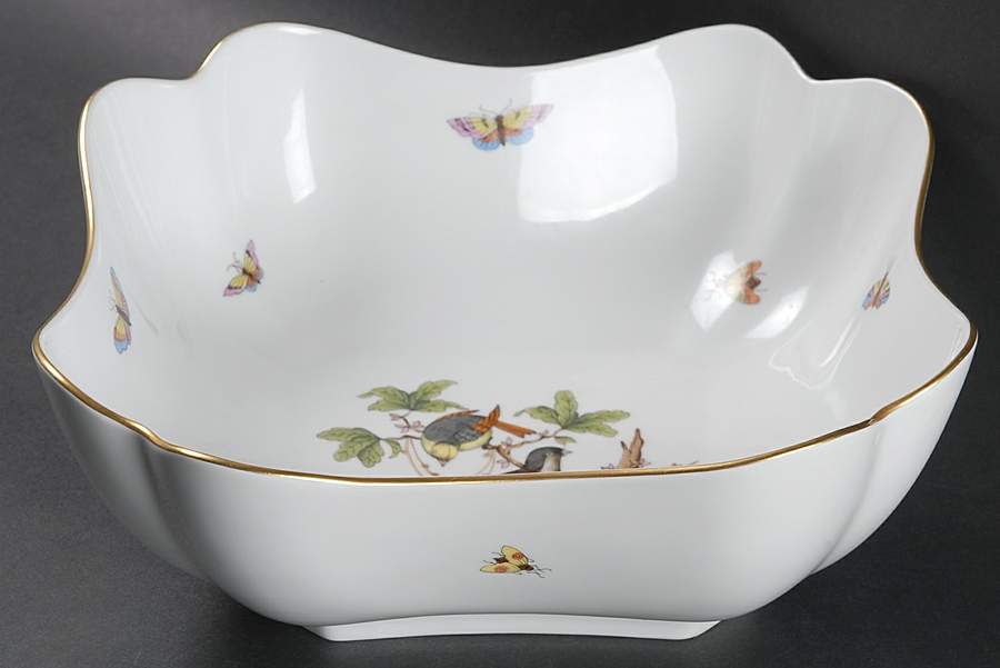 Rothschild Bird (RO) 9" Square Salad Serving Bowl by Herend-1