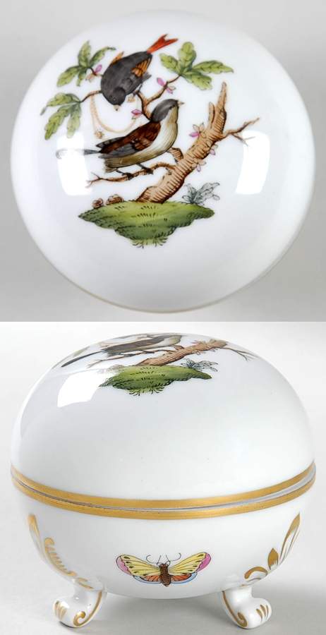 Rothschild Bird (RO) 2" Round Bon Bon & Lid by Herend-1