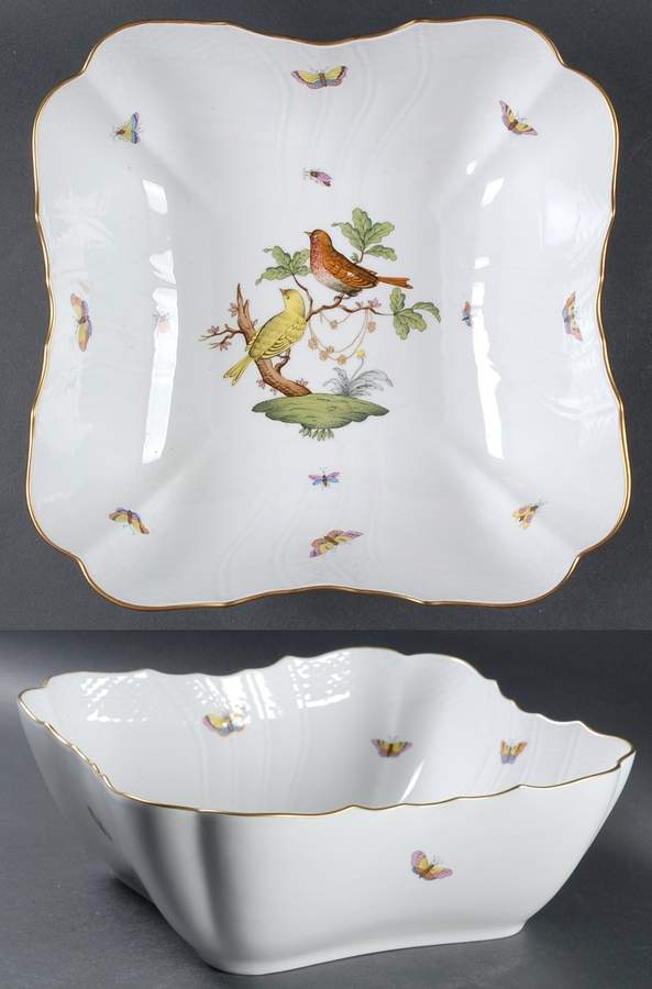 Rothschild Bird (RO) 10" Square Salad Serving Bowl by Herend-1