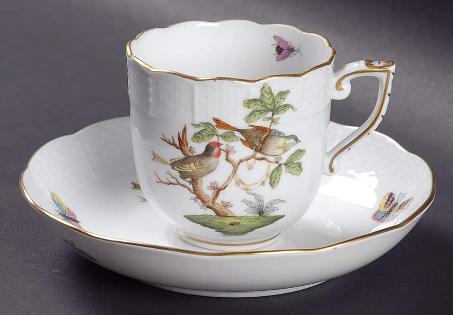 Rothschild Bird (RO) Chocolate Cup & Saucer Set by Herend-1