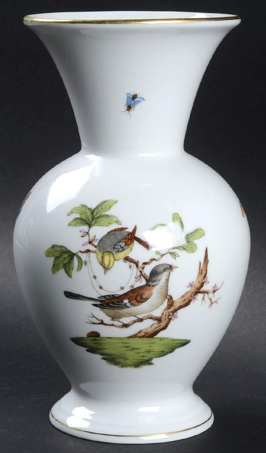 Rothschild Bird (RO) 8" Flared Vase by Herend-1