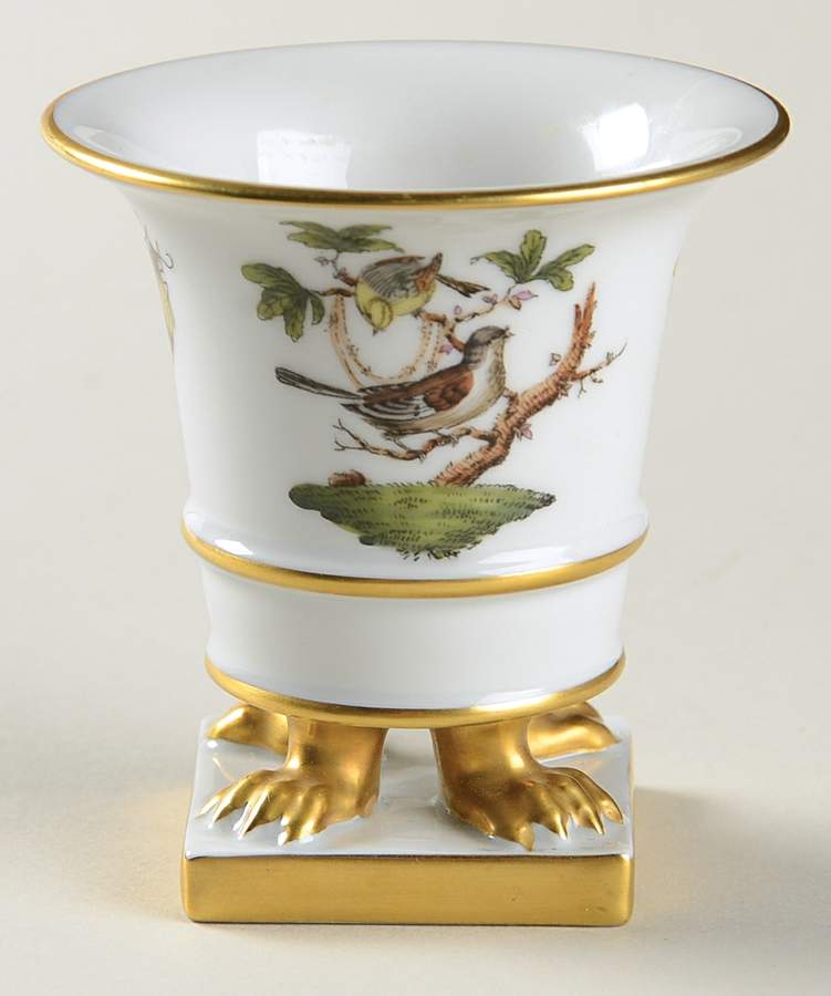 Rothschild Bird (RO) 3" Small Claw Footed Vase by Herend-1