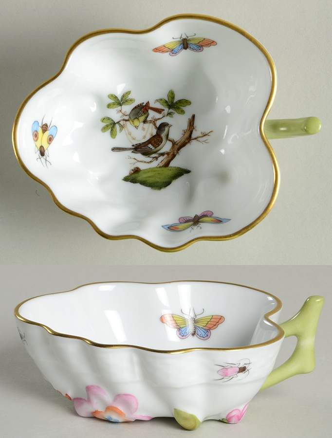 Rothschild Bird (RO) Small Deep Leaf Dish by Herend-1