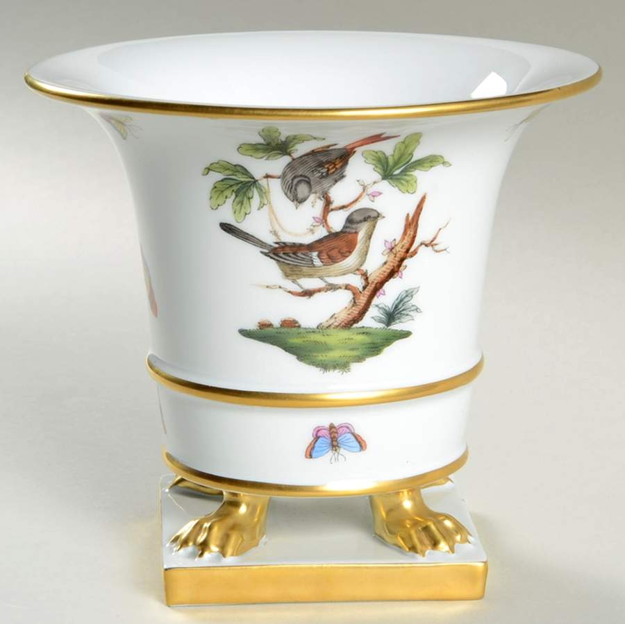 Rothschild Bird (RO) 5" Claw Footed Urn Vase by Herend-1