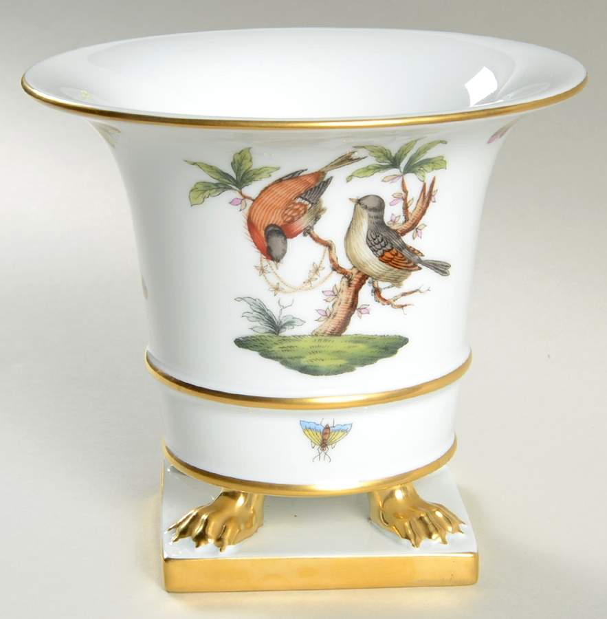 Rothschild Bird (RO) 5" Claw Footed Urn Vase by Herend-1