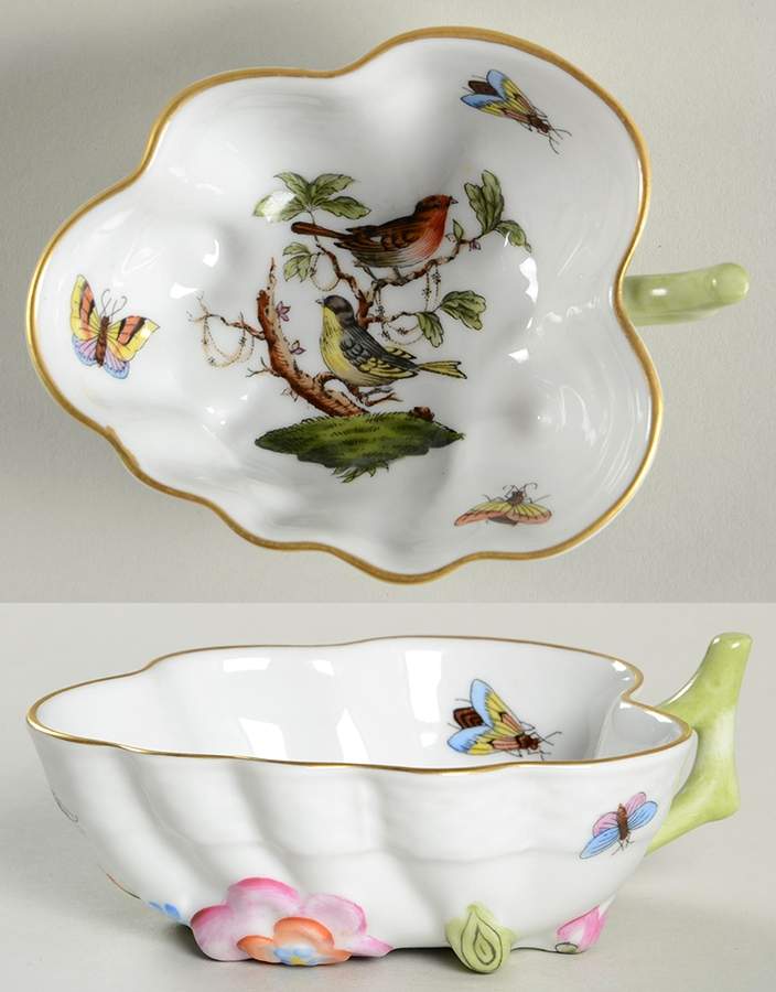 Rothschild Bird (RO) 4" Leaf Dish by Herend-1