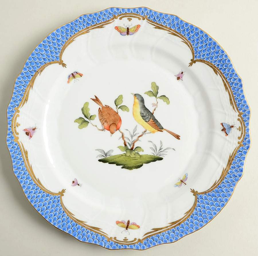 Rothschild Bird Blue Border (ROE ROEB) Dinner Plate by Herend-1