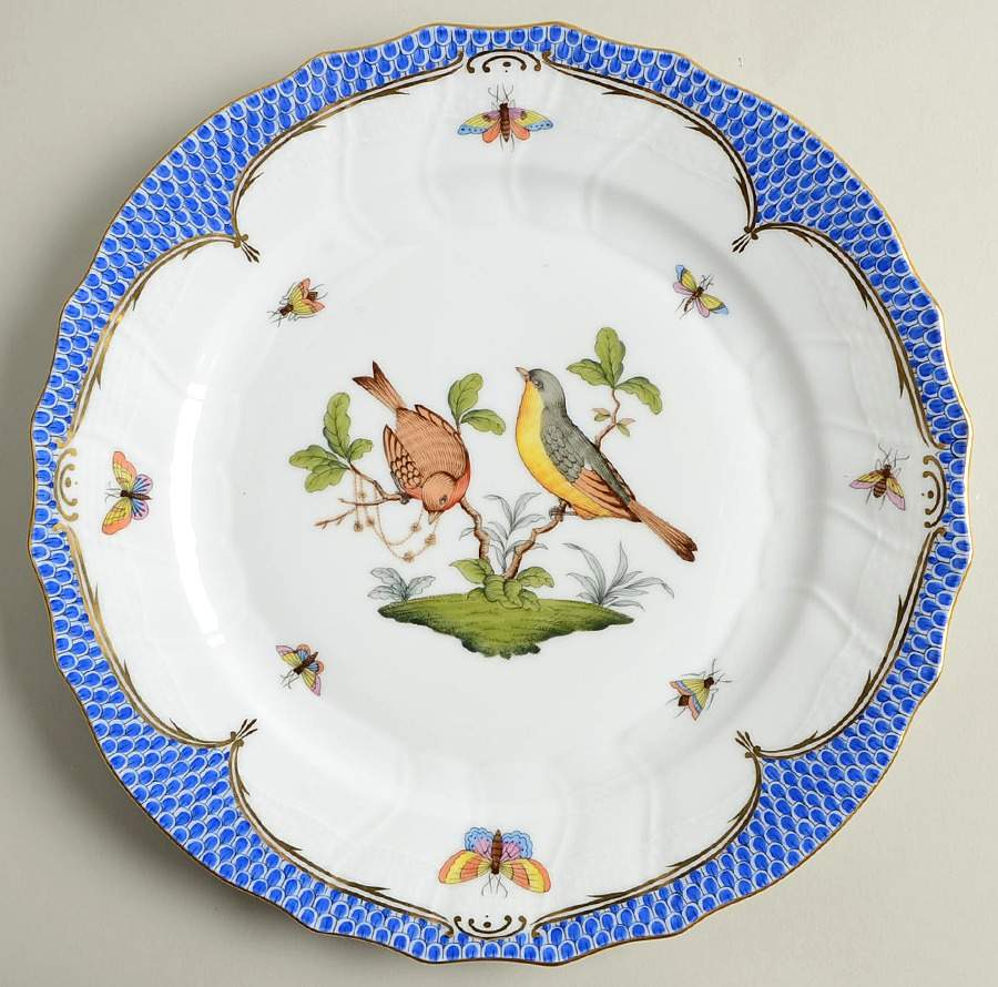 Rothschild Bird Blue Border (ROE ROEB) Dinner Plate by Herend-1