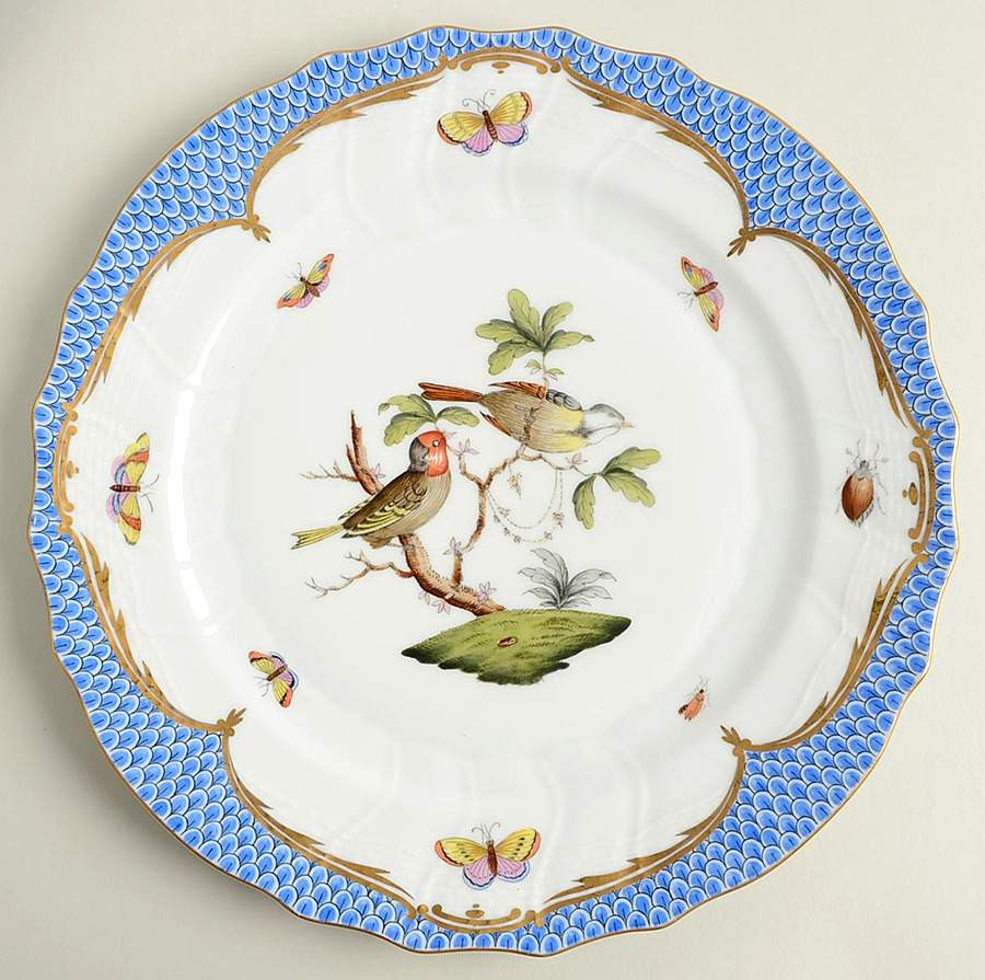 Rothschild Bird Blue Border (ROE ROEB) Dinner Plate by Herend-1
