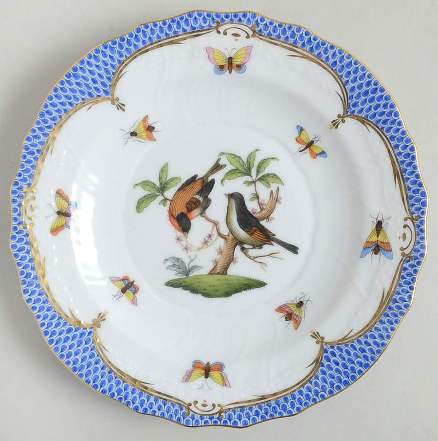 Rothschild Bird Blue Border (ROE ROEB) Salad Plate by Herend-1