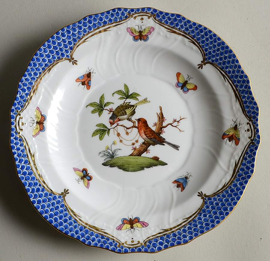Rothschild Bird Blue Border (ROE ROEB) Salad Plate by Herend-1
