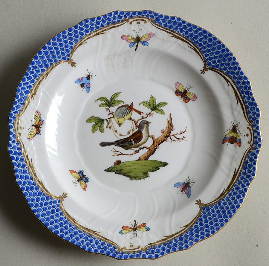 Rothschild Bird Blue Border (ROE ROEB) Salad Plate by Herend-1