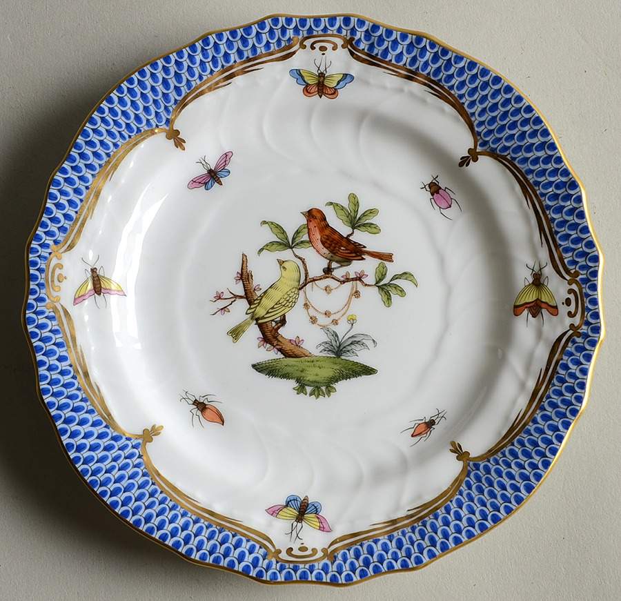 Rothschild Bird Blue Border (ROE ROEB) Bread & Butter Plate by Herend-1