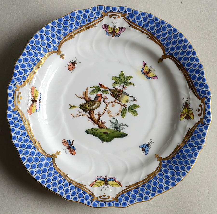 Rothschild Bird Blue Border (ROE ROEB) Bread & Butter Plate by Herend-1