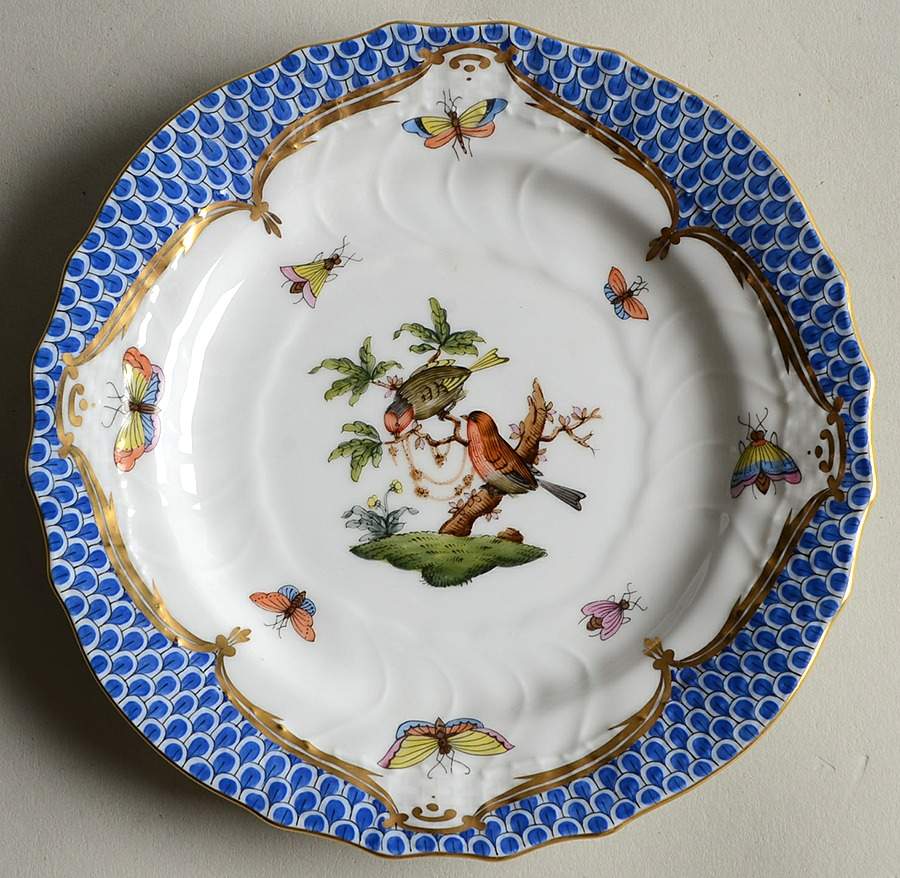 Rothschild Bird Blue Border (ROE ROEB) Bread & Butter Plate by Herend-1