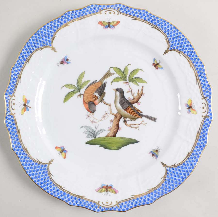 Rothschild Bird Blue Border (ROE ROEB) Service Plate (Charger) by Herend-1