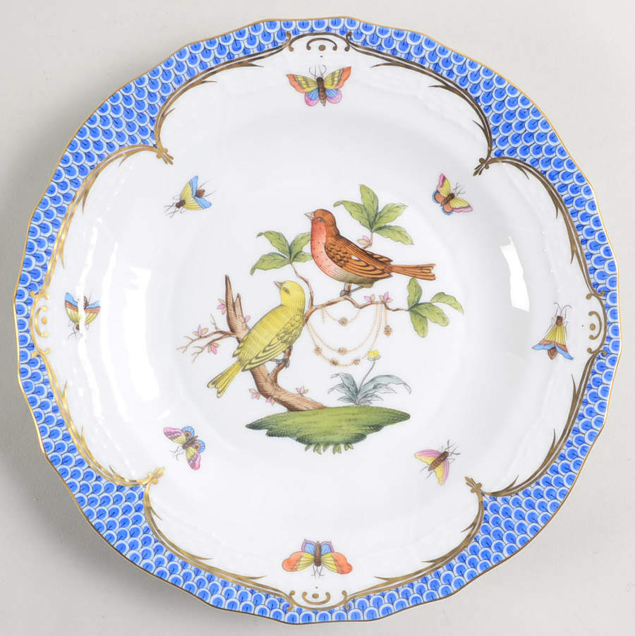 Rothschild Bird Blue Border (ROE ROEB) Dessert/Pie Plate by Herend-1