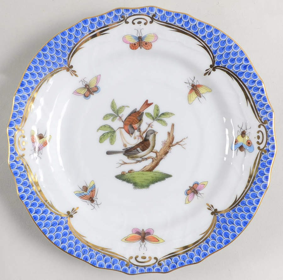 Rothschild Bird Blue Border (ROE ROEB) Bread & Butter Plate by Herend-1