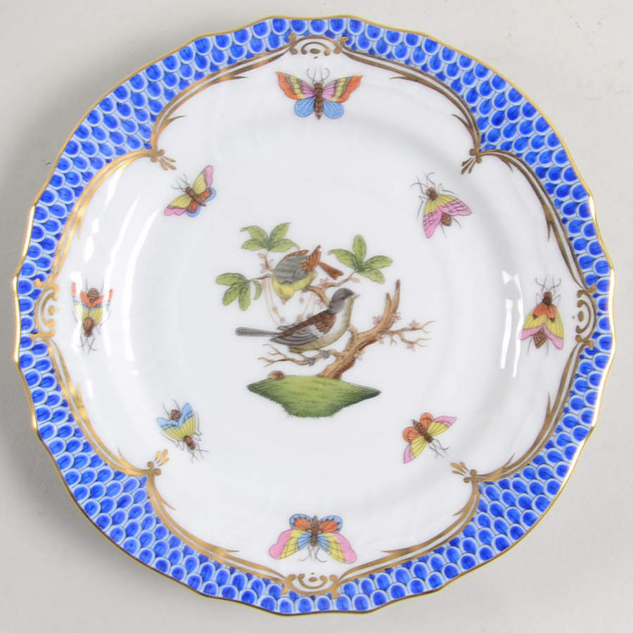 Rothschild Bird Blue Border (ROE ROEB) Bread & Butter Plate by Herend-1