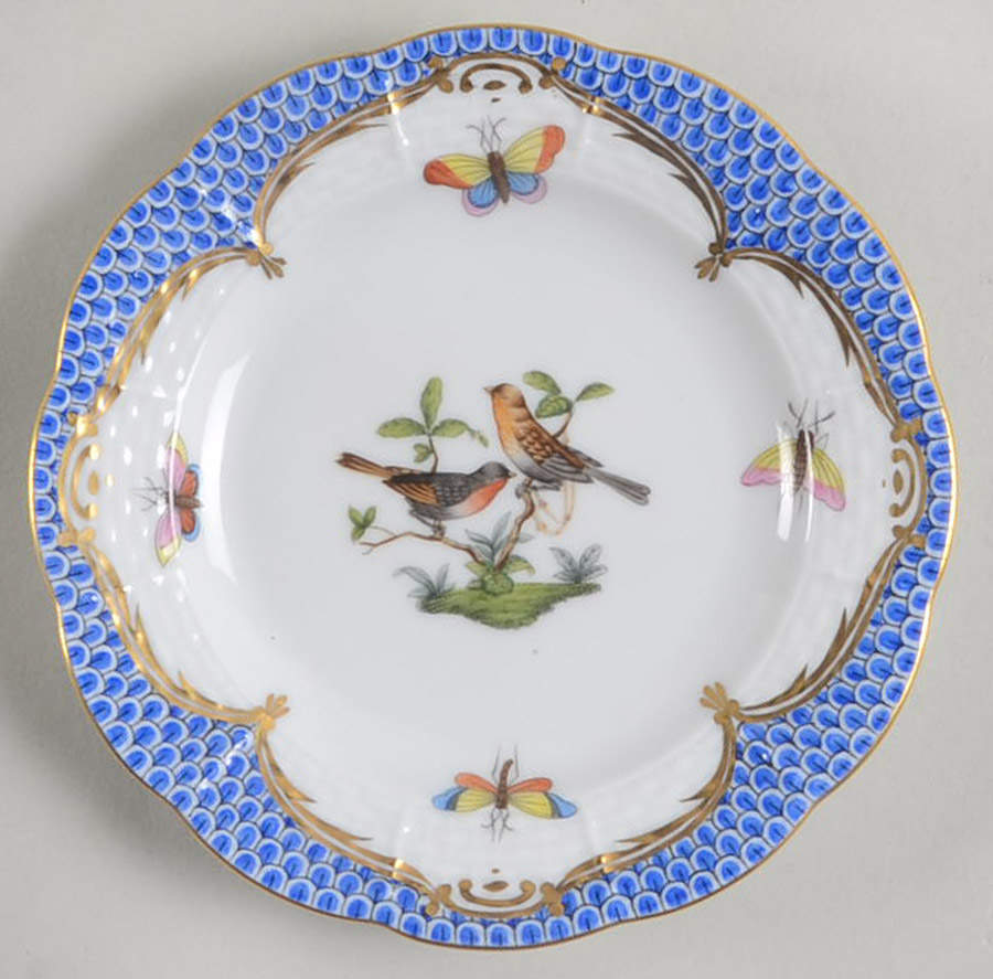 Rothschild Bird Blue Border (ROE ROEB) Bread & Butter Plate by Herend-1