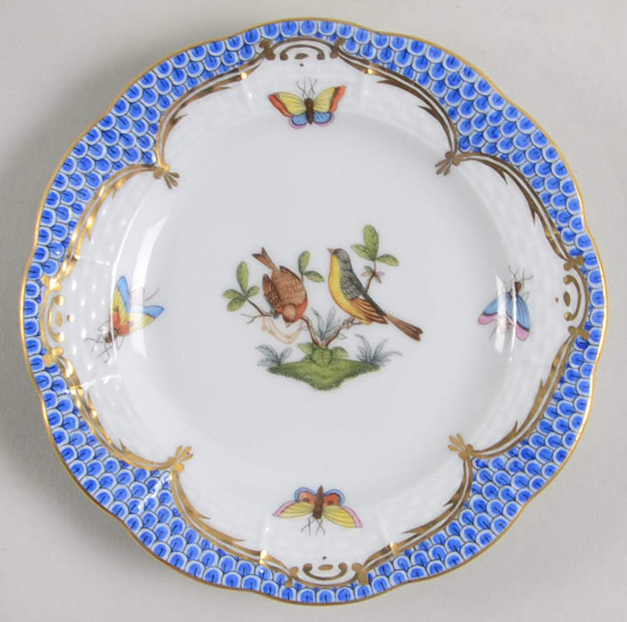 Rothschild Bird Blue Border (ROE ROEB) Bread & Butter Plate by Herend-1