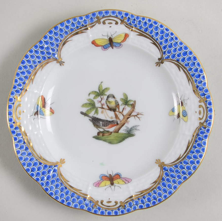 Rothschild Bird Blue Border (ROE ROEB) Bread & Butter Plate by Herend-1