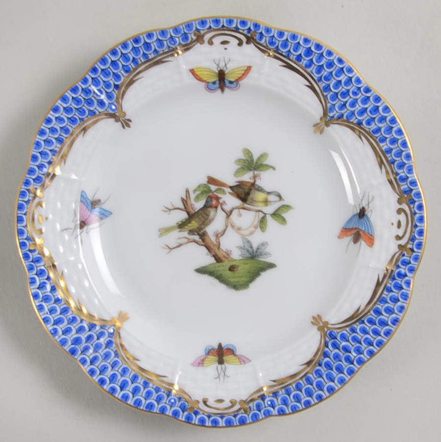 Rothschild Bird Blue Border (ROE ROEB) Bread & Butter Plate by Herend-1