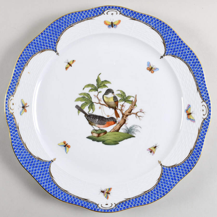 Rothschild Bird Blue Border (ROE ROEB) 12" Chop Plate (Round Platter) by Herend-1