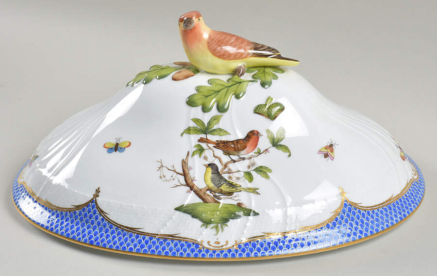 Rothschild Bird Blue Border (ROE ROEB) Lid for Tureen by Herend-1