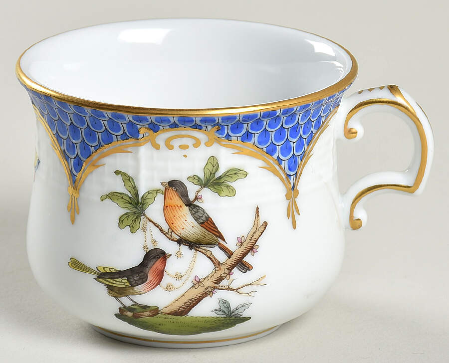 Rothschild Bird Blue Border (ROE ROEB) Pot de Creme (2 Pc)-Base Only by Herend-1