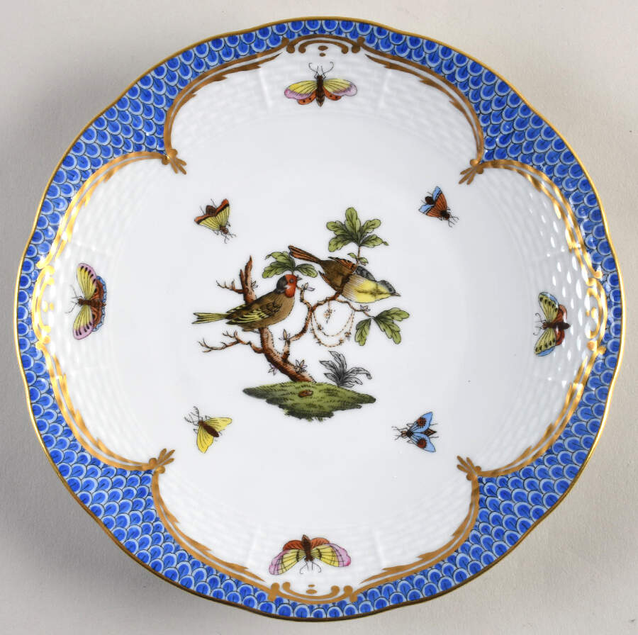 Rothschild Bird Blue Border (ROE ROEB) Dessert/Pie Plate by Herend-1
