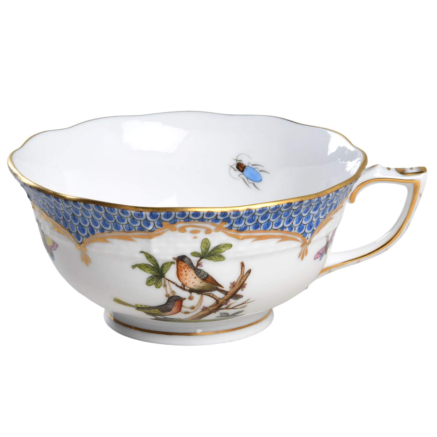 Rothschild Bird Blue Border (ROE ROEB) Footed Cup by Herend-1