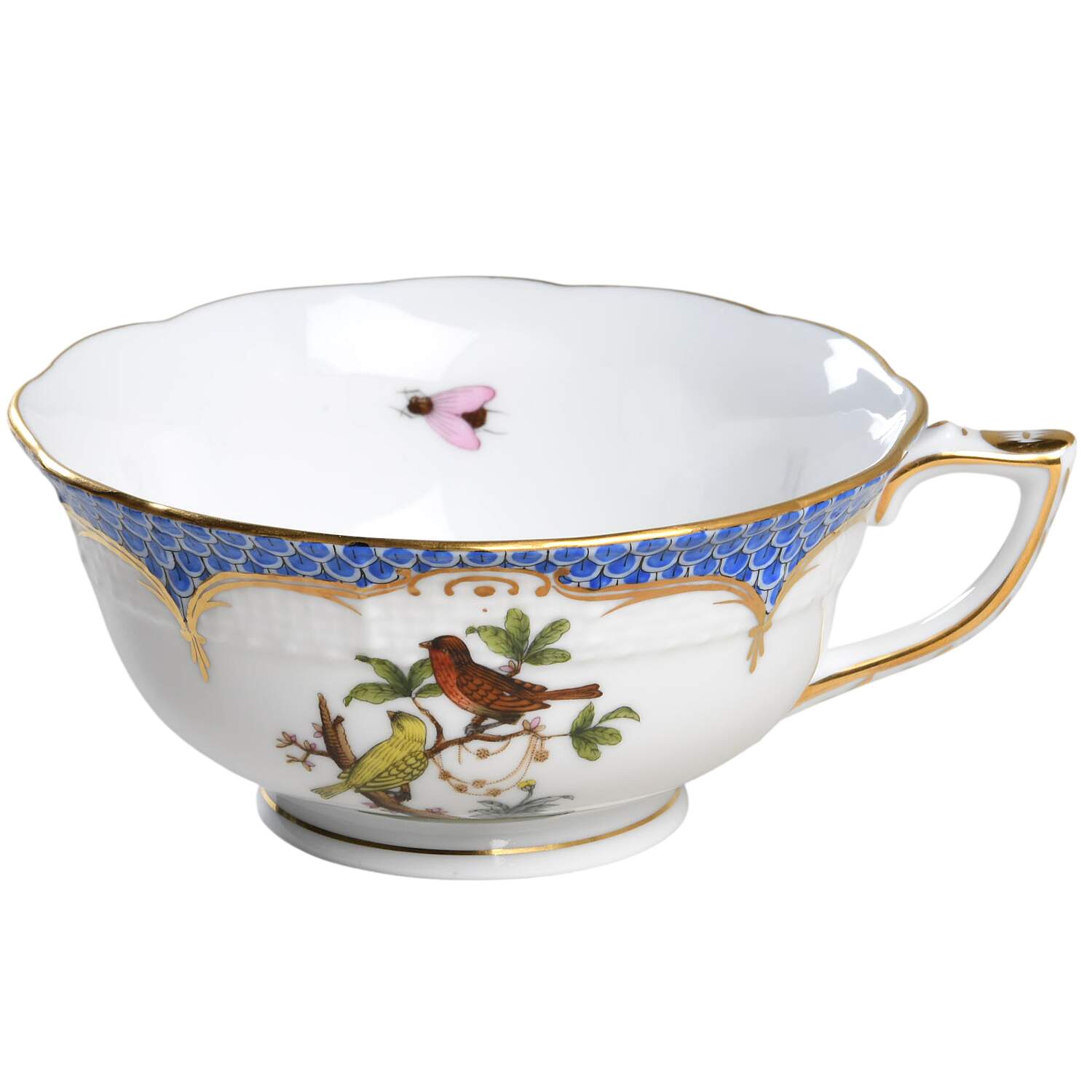 Rothschild Bird Blue Border (ROE ROEB) Footed Cup by Herend-1