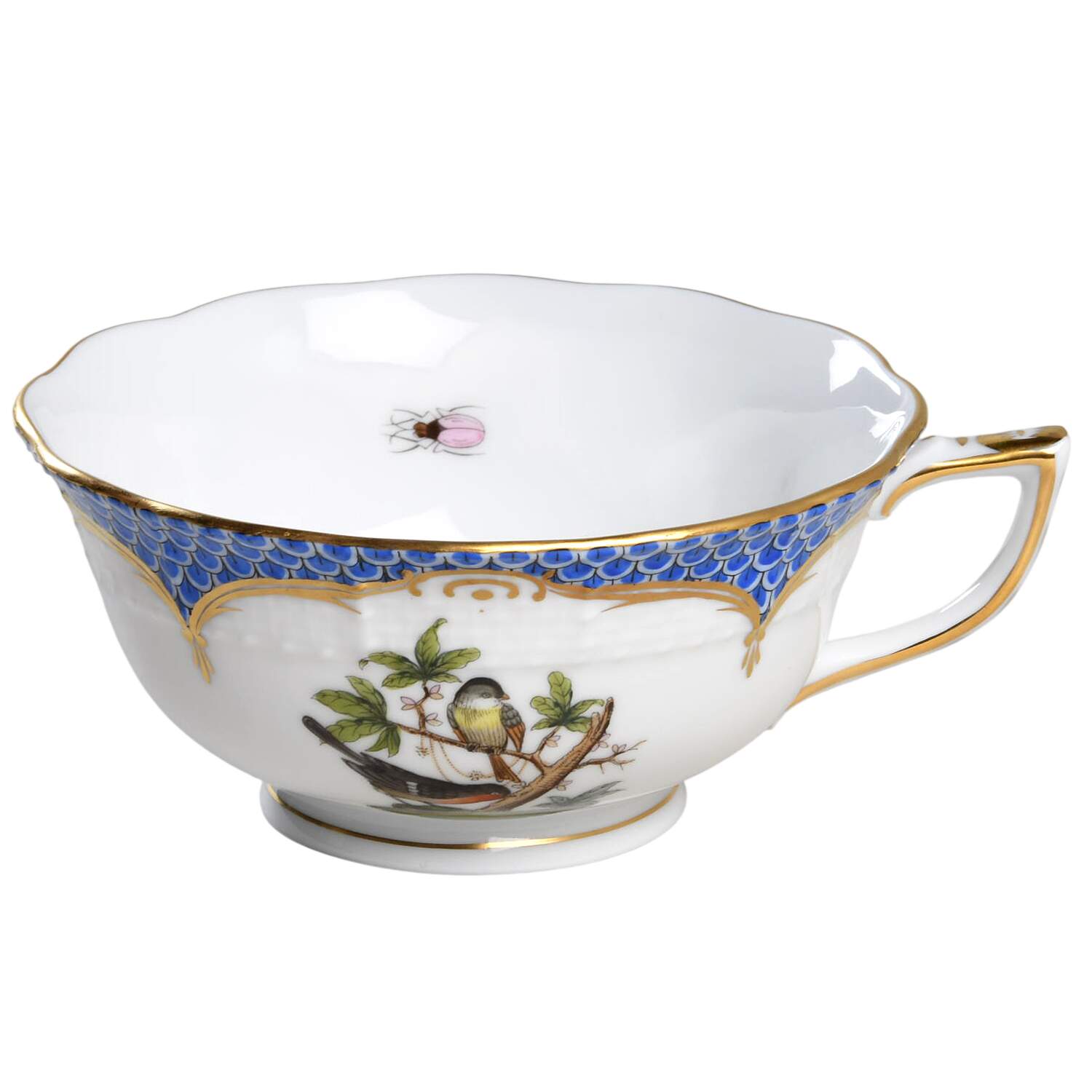 Rothschild Bird Blue Border (ROE ROEB) Footed Cup by Herend-1