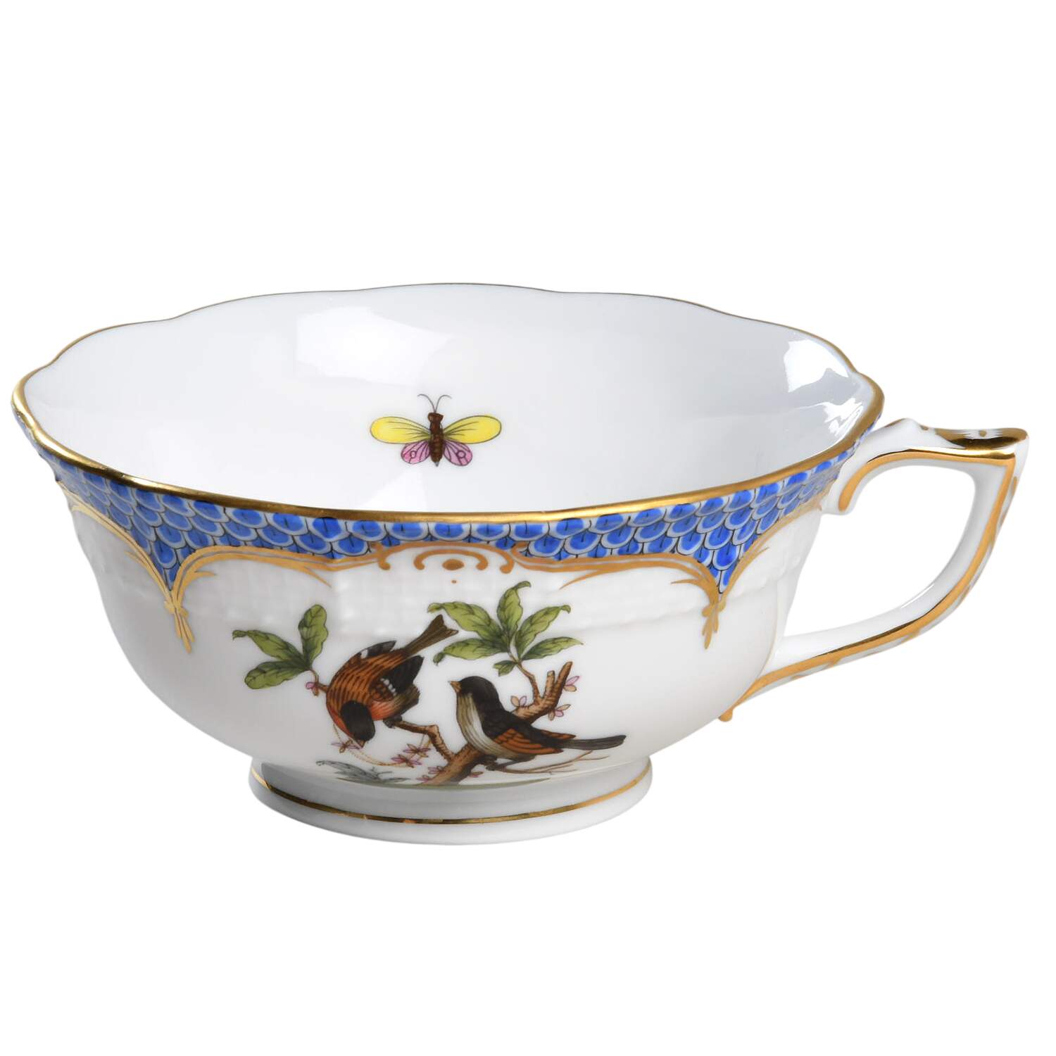 Rothschild Bird Blue Border (ROE ROEB) Footed Cup by Herend-1