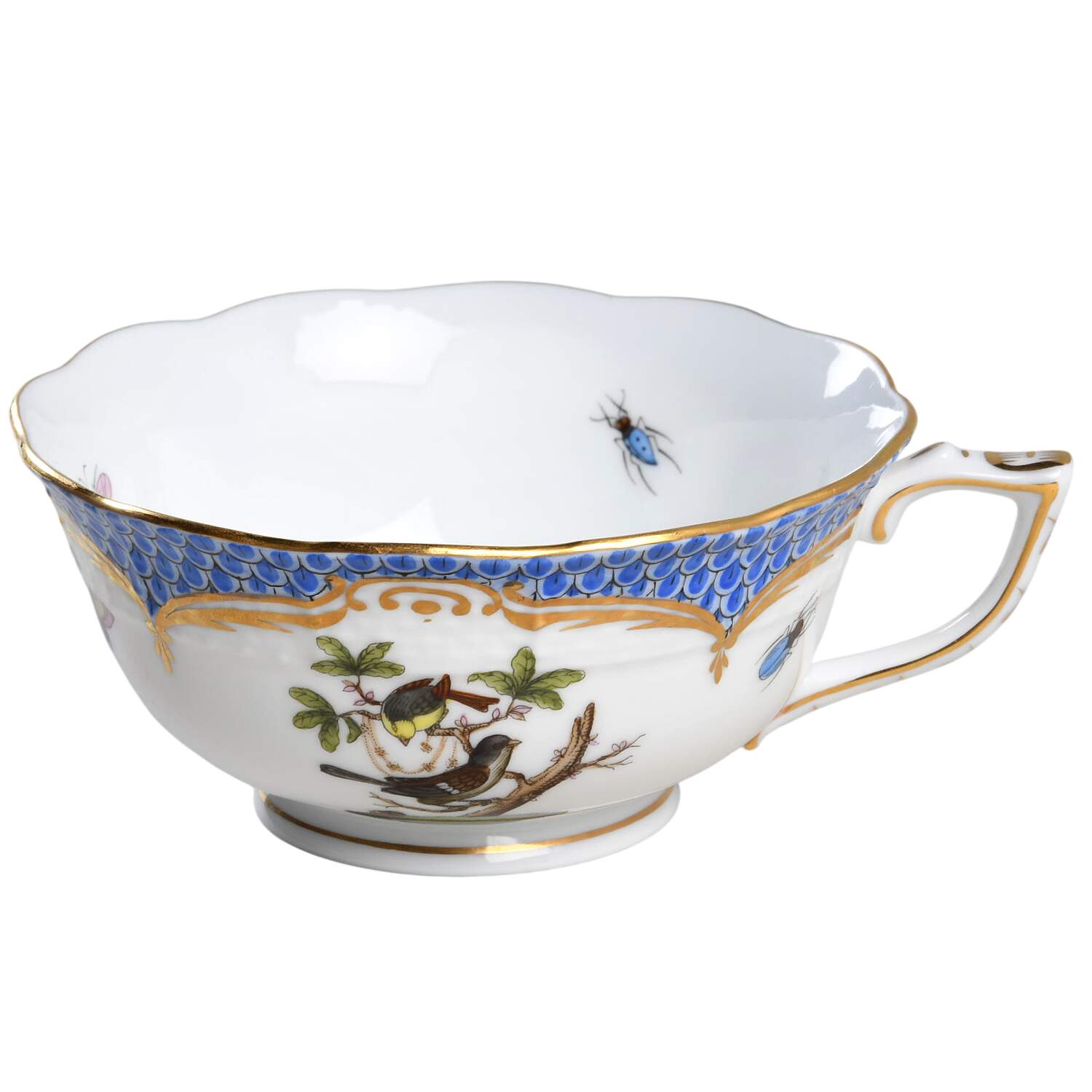 Rothschild Bird Blue Border (ROE ROEB) Footed Cup by Herend-1