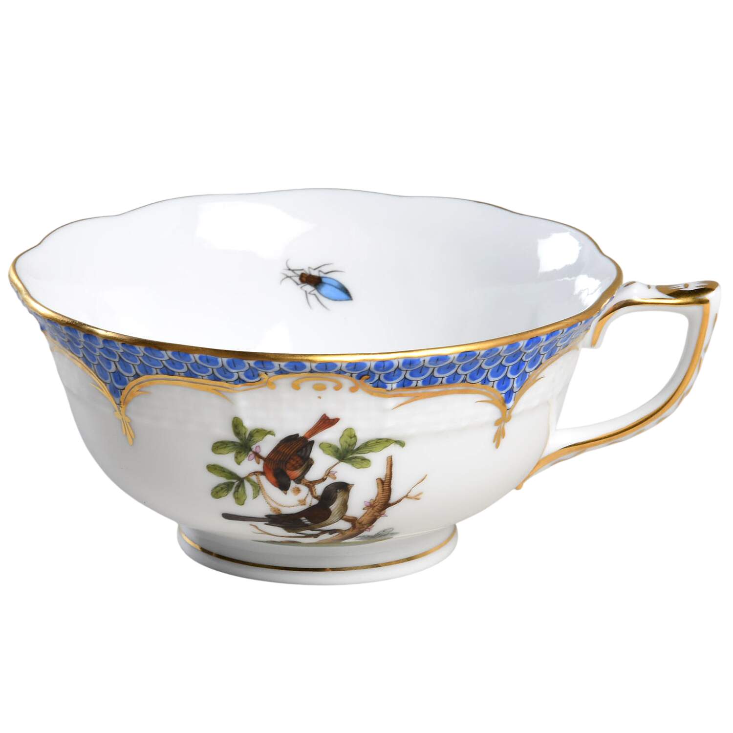 Rothschild Bird Blue Border (ROE ROEB) Footed Cup by Herend-1