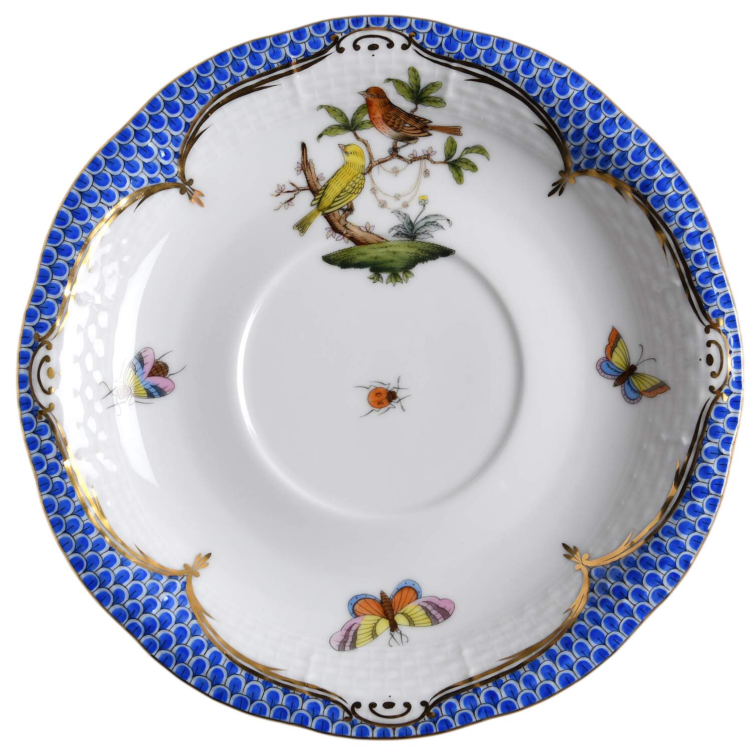 Rothschild Bird Blue Border (ROE ROEB) Saucer for Footed Cream Soup Bowl by Herend-1