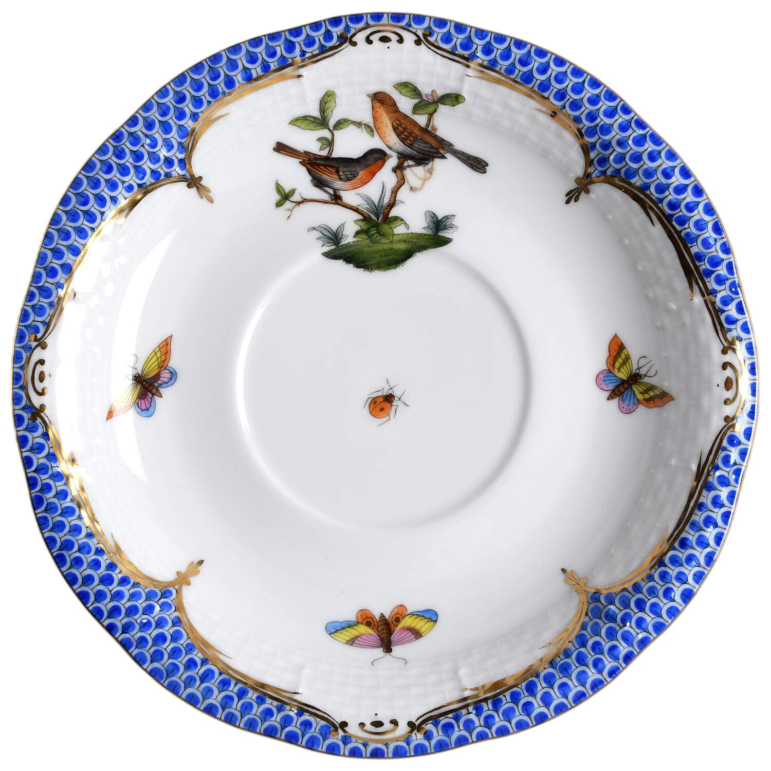 Rothschild Bird Blue Border (ROE ROEB) Saucer for Footed Cream Soup Bowl by Herend-1