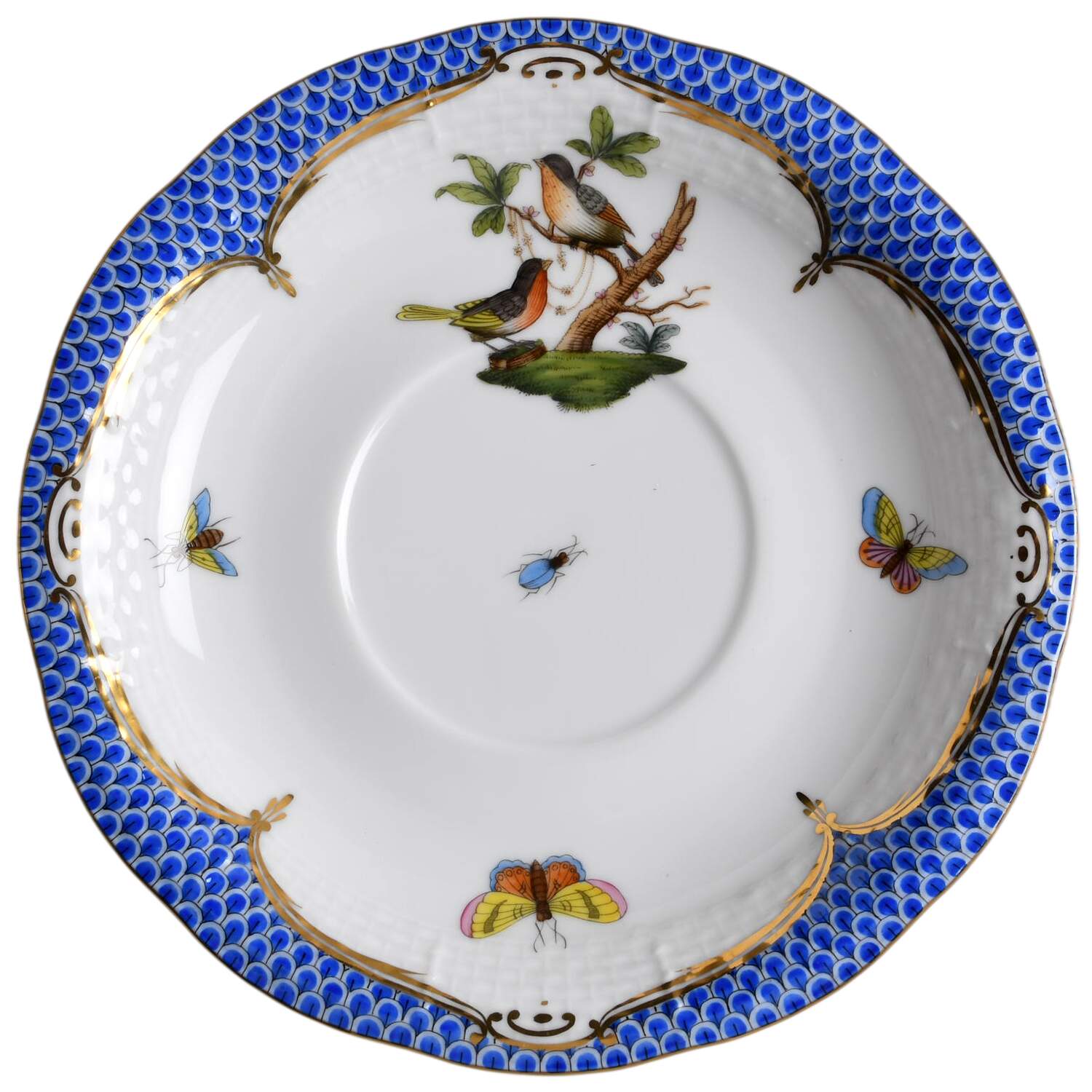 Rothschild Bird Blue Border (ROE ROEB) Saucer for Footed Cream Soup Bowl by Herend-1
