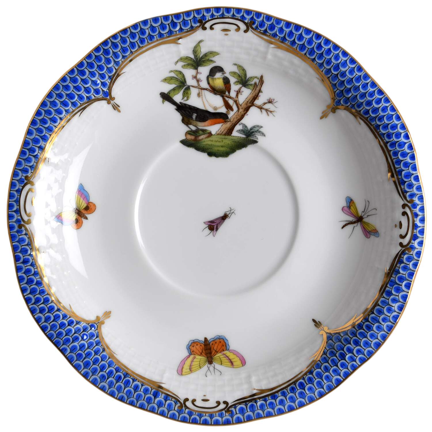 Rothschild Bird Blue Border (ROE ROEB) Saucer for Footed Cream Soup Bowl by Herend-1