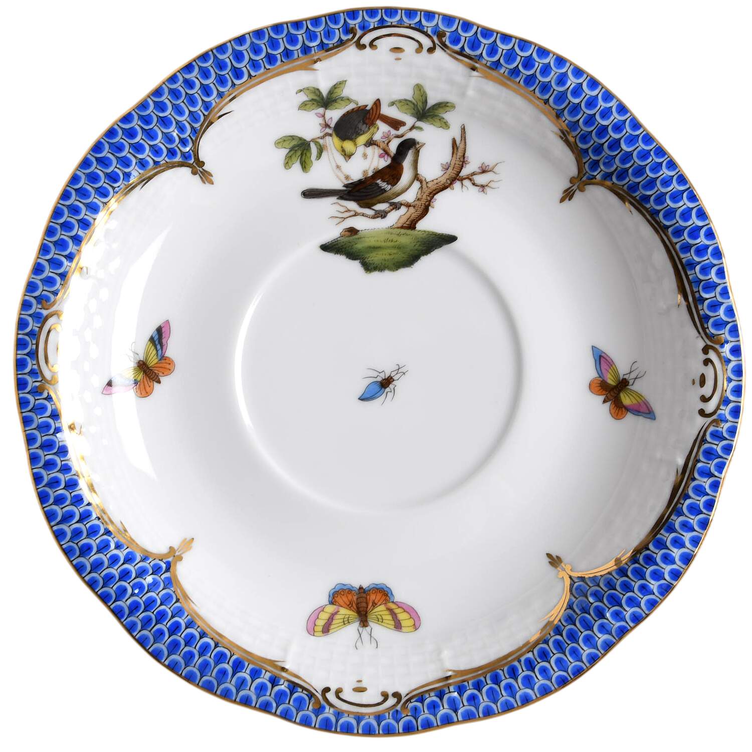 Rothschild Bird Blue Border (ROE ROEB) Saucer for Footed Cream Soup Bowl by Herend-1