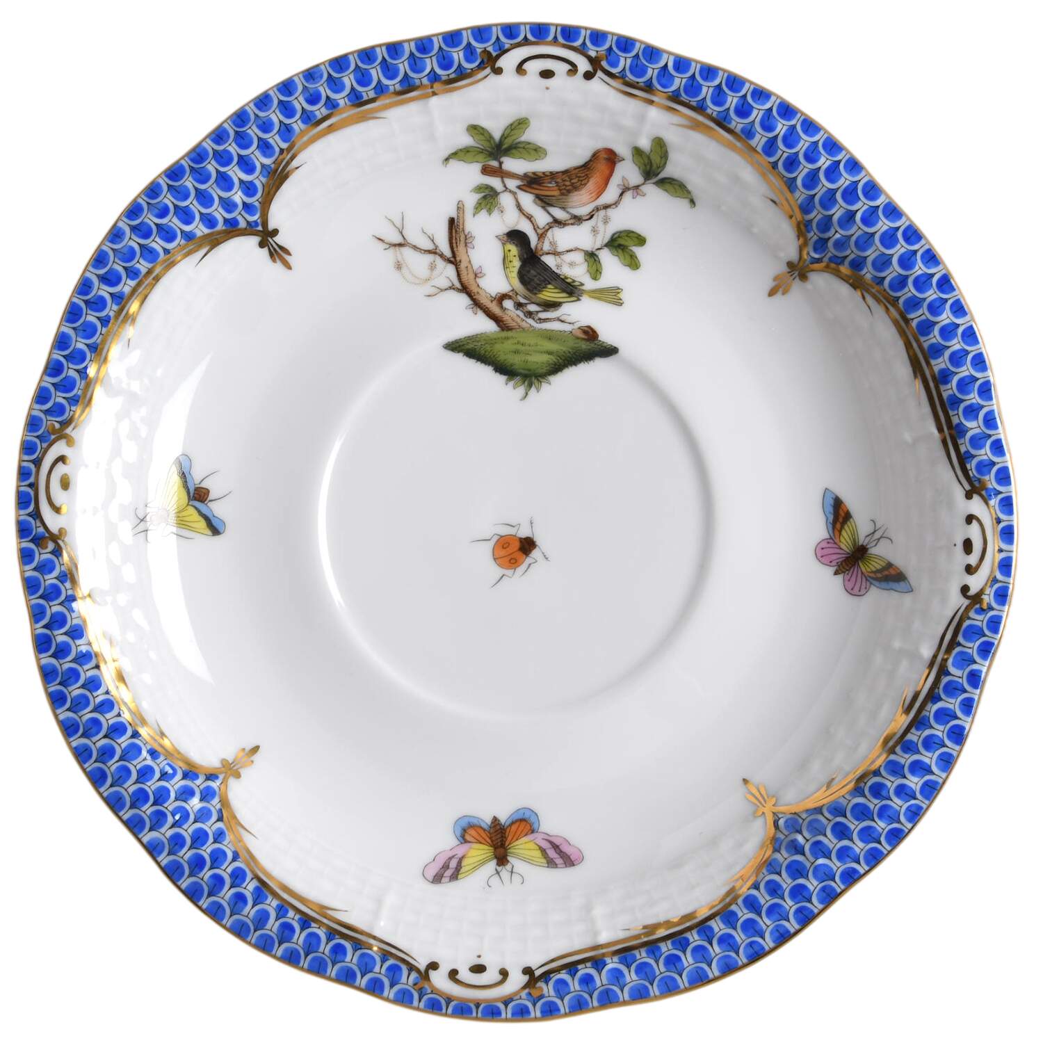 Rothschild Bird Blue Border (ROE ROEB) Saucer for Footed Cream Soup Bowl by Herend-1