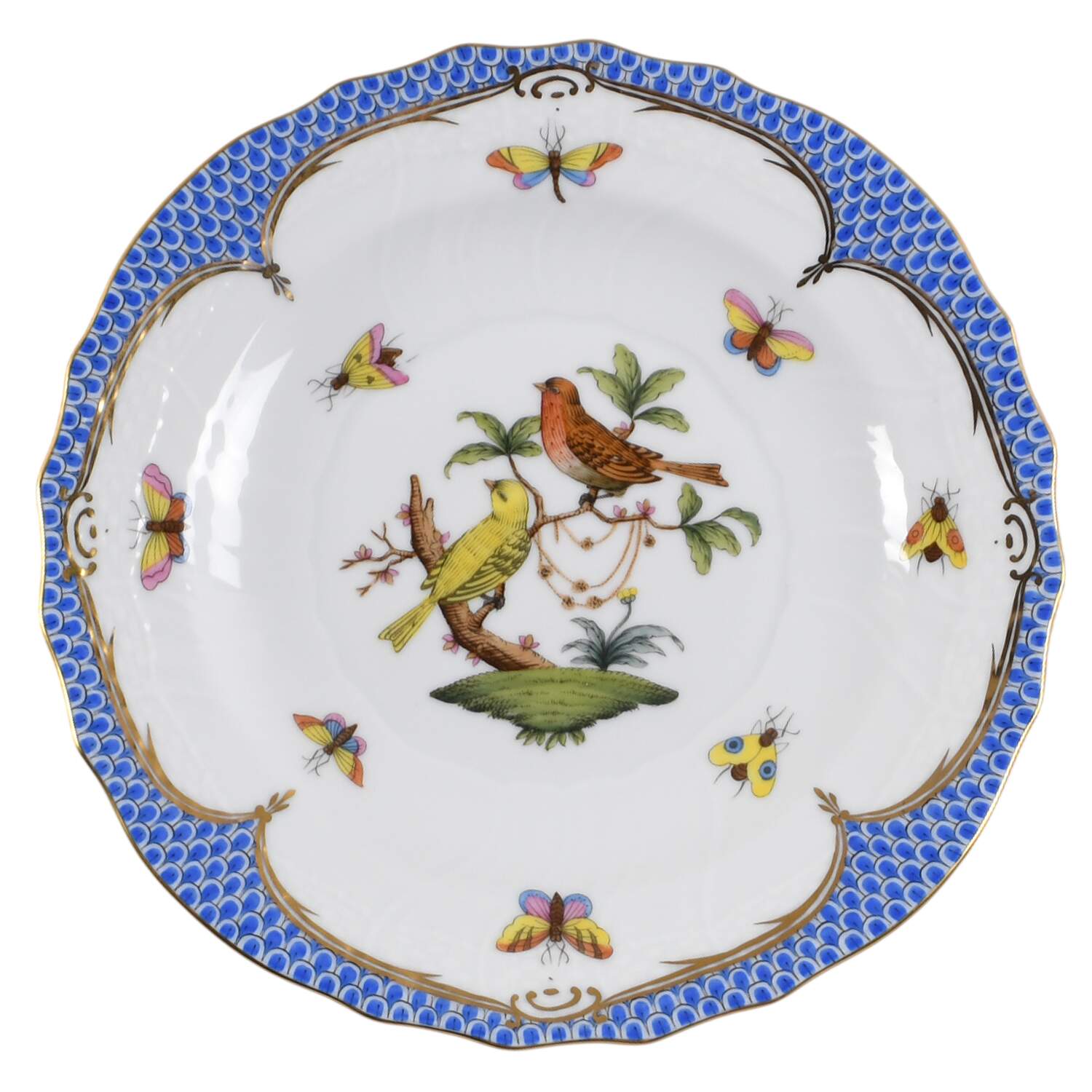 Rothschild Bird Blue Border (ROE ROEB) Salad Plate by Herend-1