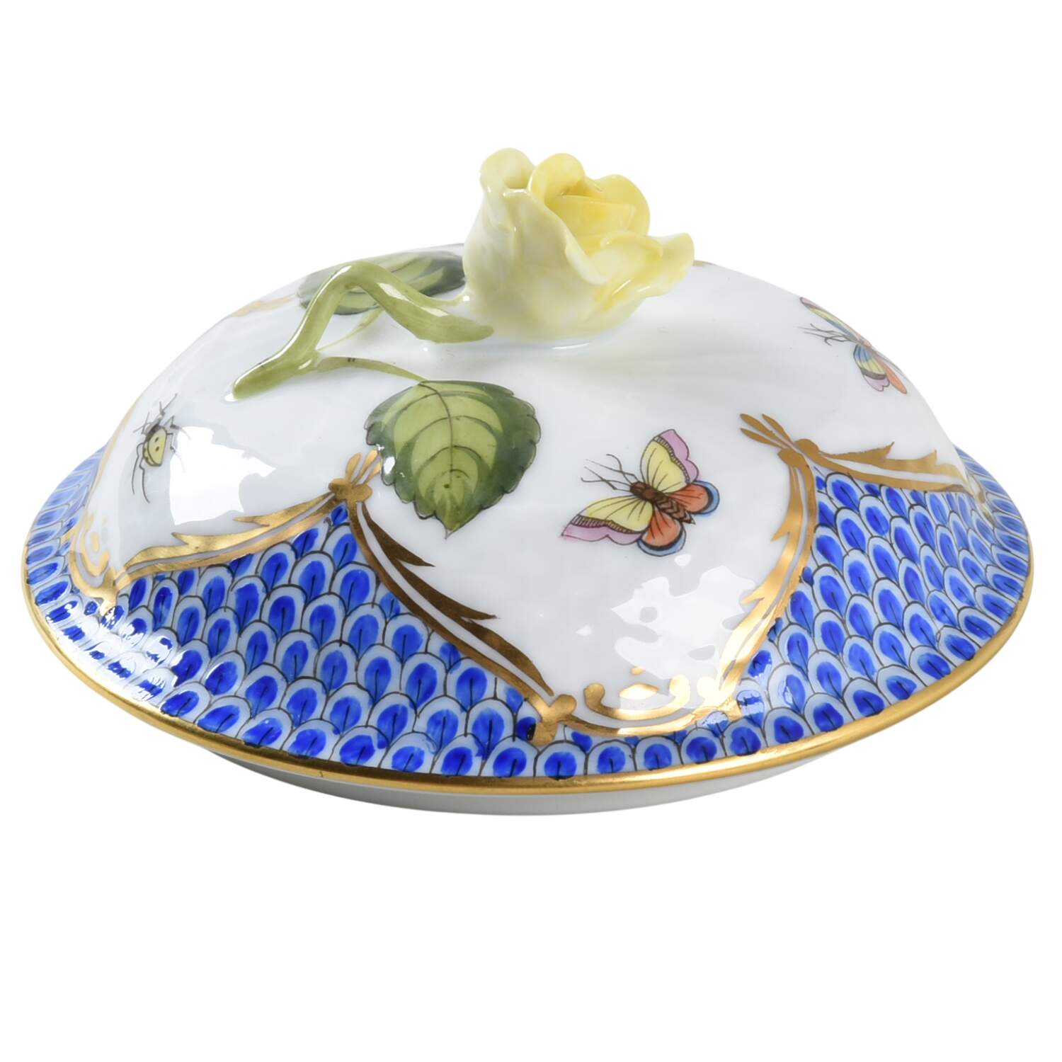 Rothschild Bird Blue Border (ROE ROEB) Lid for Sugar Bowl by Herend-1