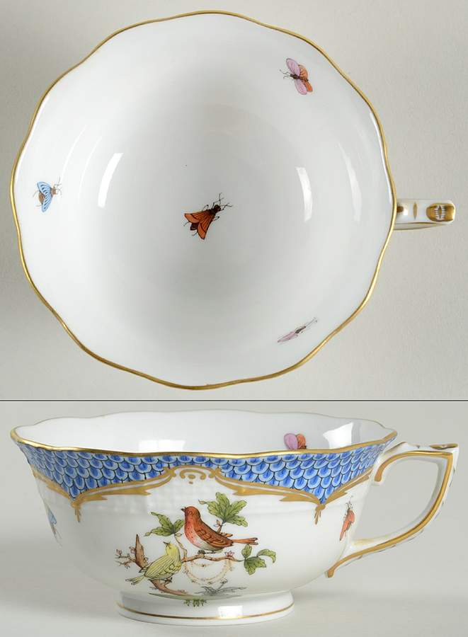 Rothschild Bird Blue Border (ROE ROEB) Footed Cup by Herend-1