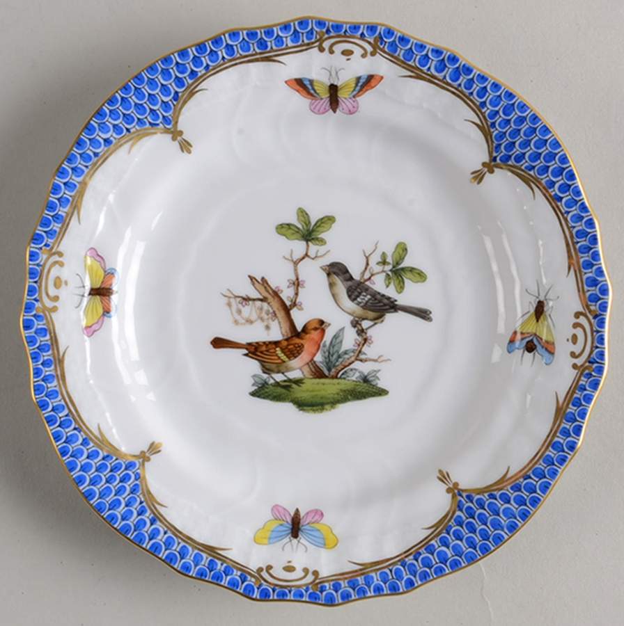 Rothschild Bird Blue Border (ROE ROEB) Bread & Butter Plate by Herend-1